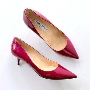 Jimmy Choo Aza Red Patent Leather Kitten Heel Pump 38.5 IT 8 US
